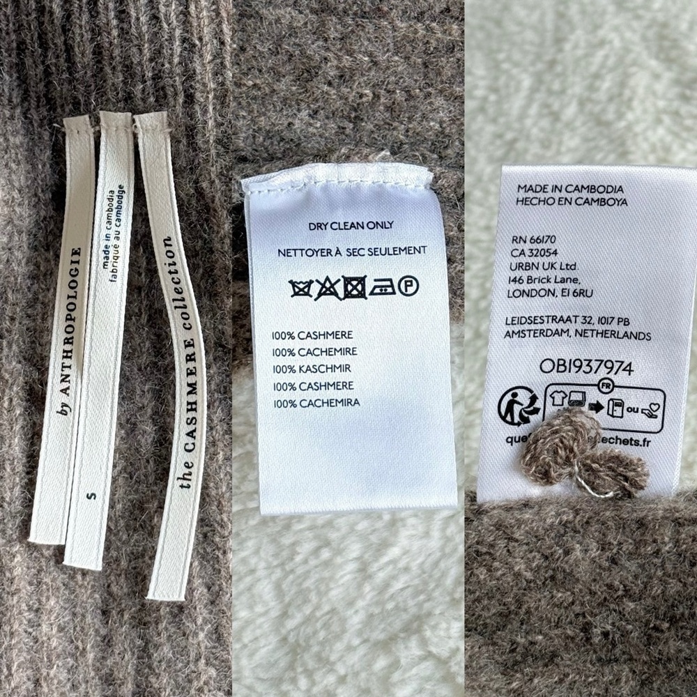Anthropologie Cashmere Gray Mockneck Long Sleeve Sweater S - Picture 10 of 11
